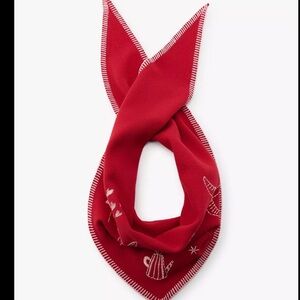 Zara Red Scarf with White Stitching
